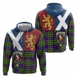 ScotsTee Shop Scottish Whitefoord Crest Tartan Hoodie Lion Rampant Saltire Style