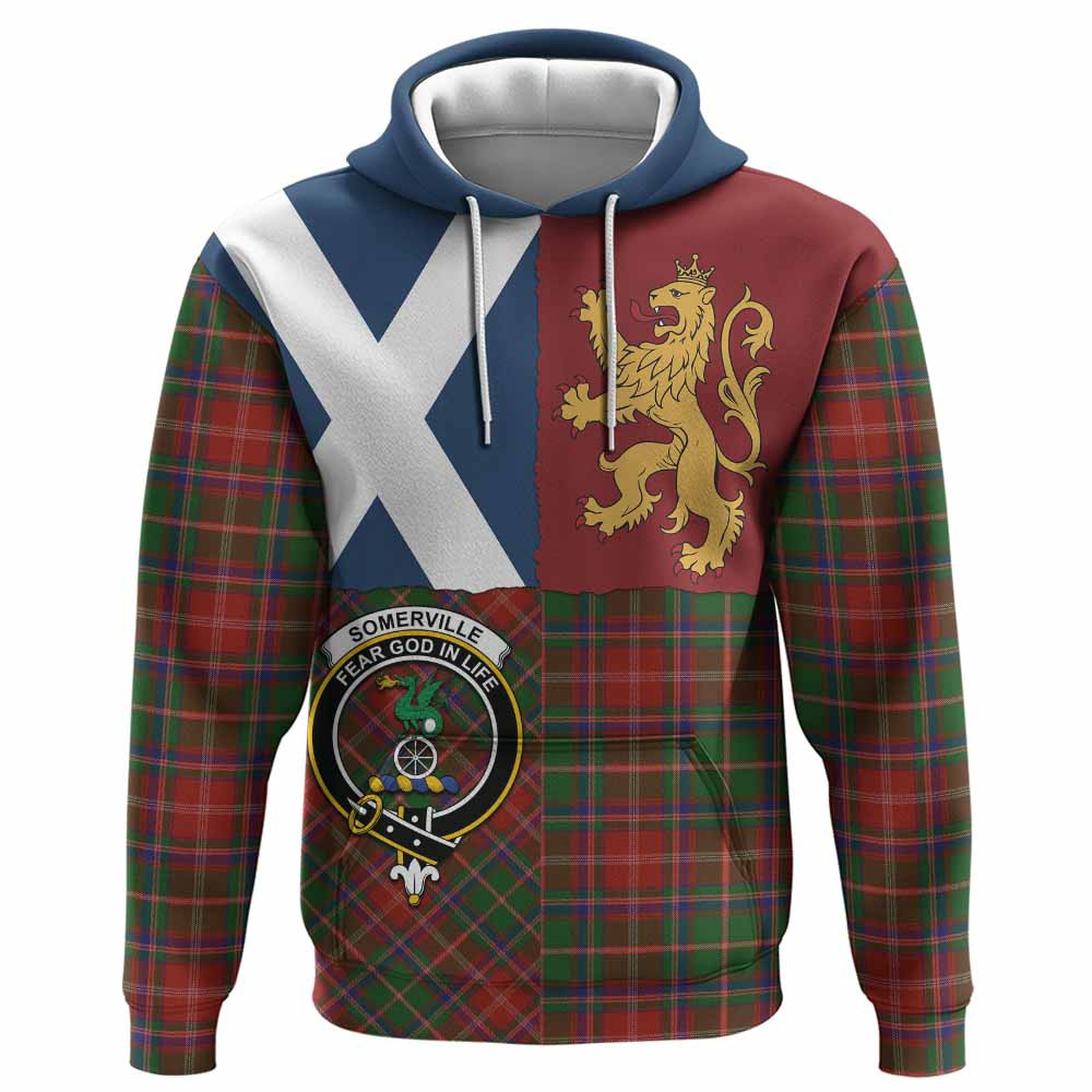 ScotsTee Shop Scottish Somerville Crest Tartan Hoodie Lion Rampant Saltire Style