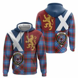 ScotsTee Shop Scottish Spalding Crest Tartan Hoodie Lion Rampant Saltire Style