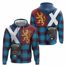 ScotsTee Shop Scottish Wedderburn Crest Tartan Hoodie Lion Rampant Saltire Style