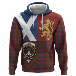 ScotsTee Shop Scottish Ross Crest Tartan Hoodie Lion Rampant Saltire Style