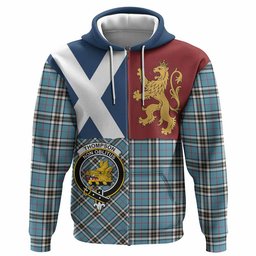 ScotsTee Shop Scottish Thompson (Thomson) Crest Tartan Hoodie Lion Rampant Saltire Style