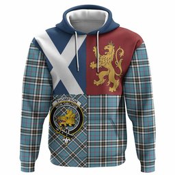 ScotsTee Shop Scottish Thompson (Thomson) Crest Tartan Hoodie Lion Rampant Saltire Style