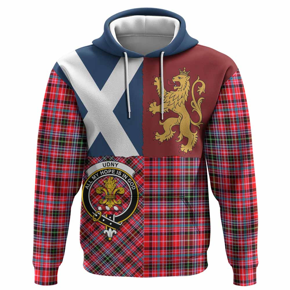 ScotsTee Shop Scottish Udny Crest Tartan Hoodie Lion Rampant Saltire Style