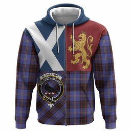 ScotsTee Shop Scottish Rutherford Crest Tartan Hoodie Lion Rampant Saltire Style