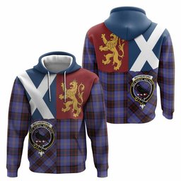 ScotsTee Shop Scottish Rutherford Crest Tartan Hoodie Lion Rampant Saltire Style