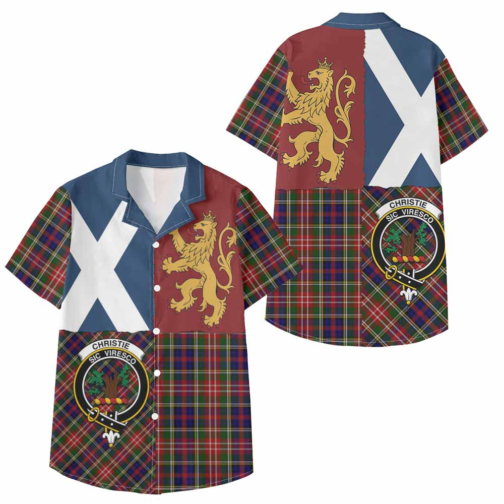 ScotsTee Shop Scottish Christie Crest Tartan Kid Hawaiian Shirt Lion Rampant Saltire Style