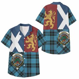 ScotsTee Shop Scottish Clergy Crest Tartan Kid Hawaiian Shirt Lion Rampant Saltire Style