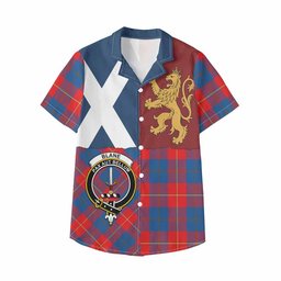 ScotsTee Shop Scottish Blane Crest Tartan Kid Hawaiian Shirt Lion Rampant Saltire Style