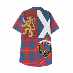 ScotsTee Shop Scottish Blane Crest Tartan Kid Hawaiian Shirt Lion Rampant Saltire Style