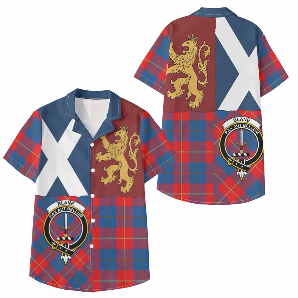 ScotsTee Shop Scottish Blane Crest Tartan Kid Hawaiian Shirt Lion Rampant Saltire Style