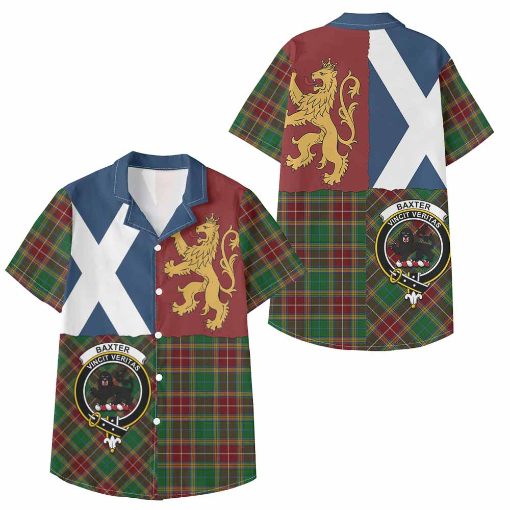 ScotsTee Shop Scottish Baxter Crest Tartan Kid Hawaiian Shirt Lion Rampant Saltire Style