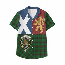 ScotsTee Shop Scottish Beveridge Crest Tartan Kid Hawaiian Shirt Lion Rampant Saltire Style