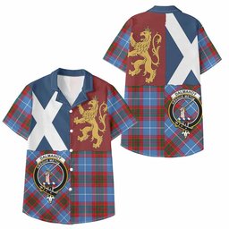 ScotsTee Shop Scottish Dalmahoy Crest Tartan Kid Hawaiian Shirt Lion Rampant Saltire Style