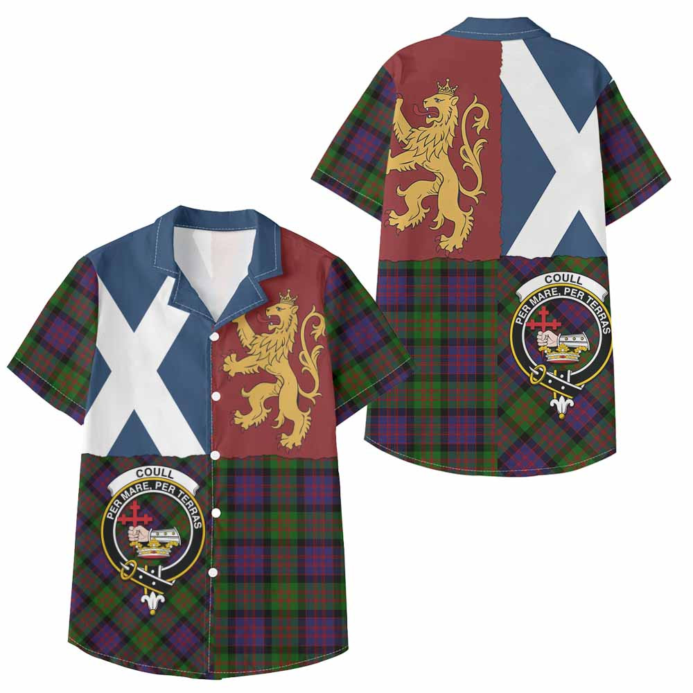 ScotsTee Shop Scottish Coull Crest Tartan Kid Hawaiian Shirt Lion Rampant Saltire Style