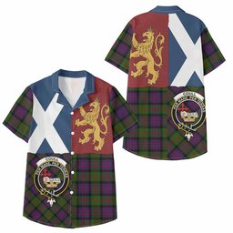 ScotsTee Shop Scottish Coull Crest Tartan Kid Hawaiian Shirt Lion Rampant Saltire Style