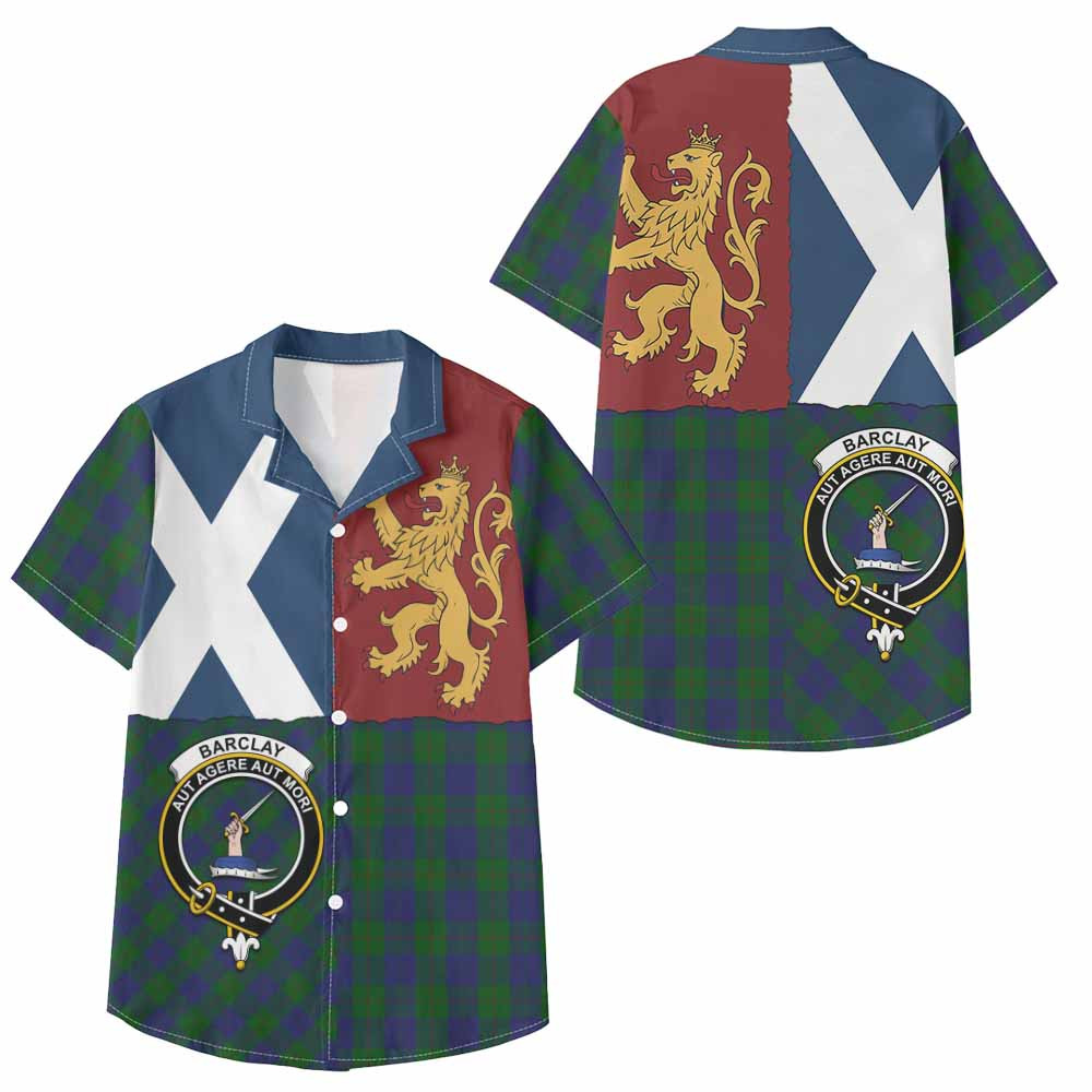 ScotsTee Shop Scottish Barclay Crest Tartan Kid Hawaiian Shirt Lion Rampant Saltire Style