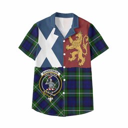 ScotsTee Shop Scottish Bannerman Crest Tartan Kid Hawaiian Shirt Lion Rampant Saltire Style
