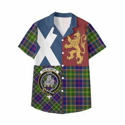 ScotsTee Shop Scottish Dalrymple Crest Tartan Kid Hawaiian Shirt Lion Rampant Saltire Style