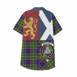 ScotsTee Shop Scottish Dalrymple Crest Tartan Kid Hawaiian Shirt Lion Rampant Saltire Style