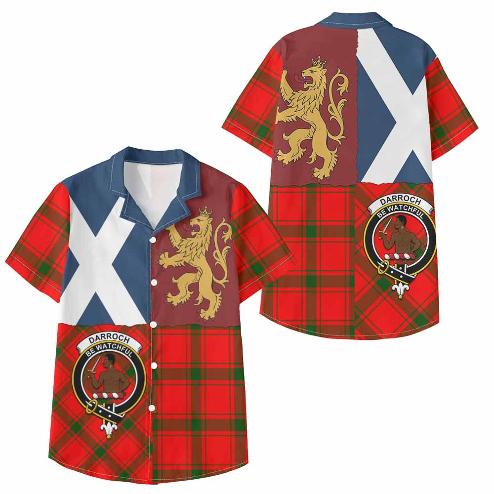 ScotsTee Shop Scottish Darroch Crest Tartan Kid Hawaiian Shirt Lion Rampant Saltire Style