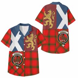 ScotsTee Shop Scottish Darroch Crest Tartan Kid Hawaiian Shirt Lion Rampant Saltire Style