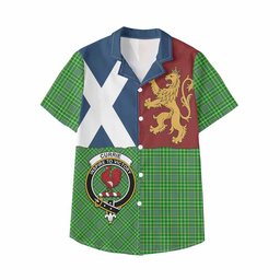ScotsTee Shop Scottish Currie Crest Tartan Kid Hawaiian Shirt Lion Rampant Saltire Style