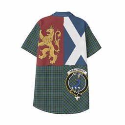 ScotsTee Shop Scottish Arbuthnot Crest Tartan Kid Hawaiian Shirt Lion Rampant Saltire Style