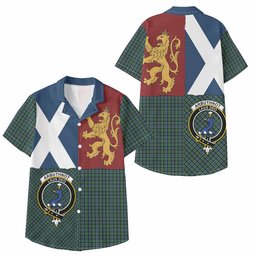 ScotsTee Shop Scottish Arbuthnot Crest Tartan Kid Hawaiian Shirt Lion Rampant Saltire Style