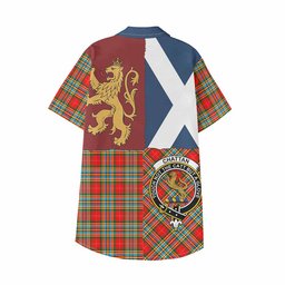 ScotsTee Shop Scottish Chattan Crest Tartan Kid Hawaiian Shirt Lion Rampant Saltire Style