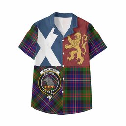 ScotsTee Shop Scottish Chalmers Crest Tartan Kid Hawaiian Shirt Lion Rampant Saltire Style