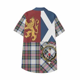 ScotsTee Shop Scottish Dennistoun Crest Tartan Kid Hawaiian Shirt Lion Rampant Saltire Style