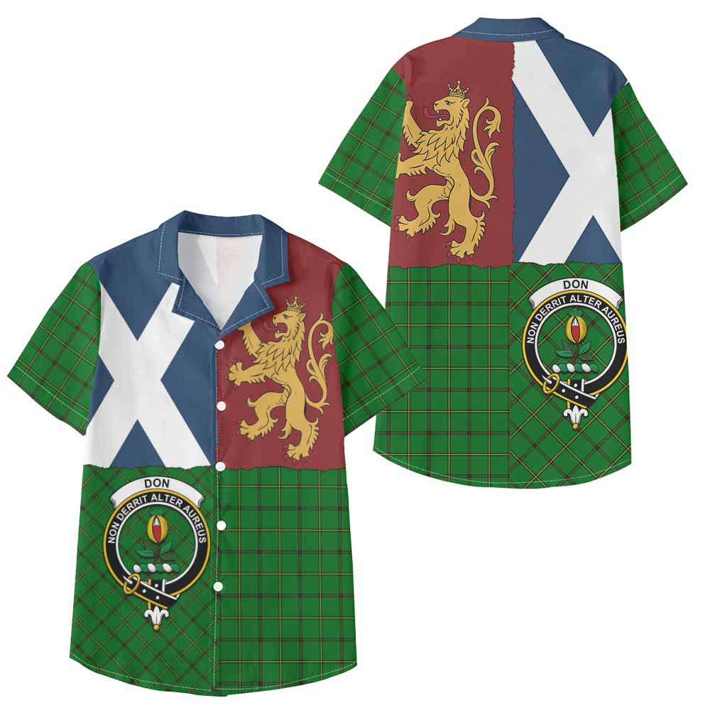 ScotsTee Shop Scottish Don Crest Tartan Kid Hawaiian Shirt Lion Rampant Saltire Style