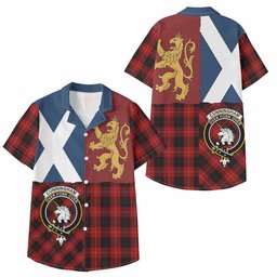 ScotsTee Shop Scottish Cunningham Crest Tartan Kid Hawaiian Shirt Lion Rampant Saltire Style