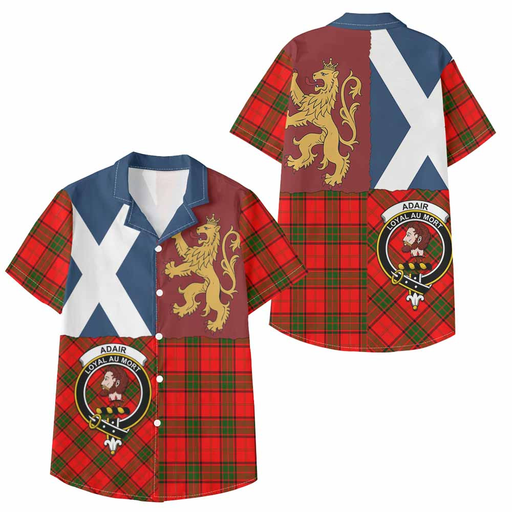 ScotsTee Shop Scottish Adair Crest Tartan Kid Hawaiian Shirt Lion Rampant Saltire Style