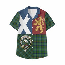 ScotsTee Shop Scottish Cranstoun (Cranston) Crest Tartan Kid Hawaiian Shirt Lion Rampant Saltire Style