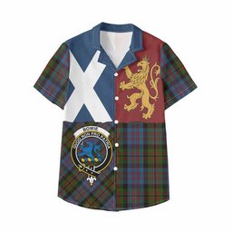 ScotsTee Shop Scottish Bowie Crest Tartan Kid Hawaiian Shirt Lion Rampant Saltire Style