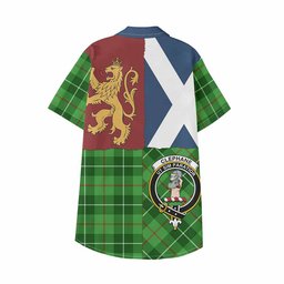 ScotsTee Shop Scottish Clephane (Clephan) Crest Tartan Kid Hawaiian Shirt Lion Rampant Saltire Style