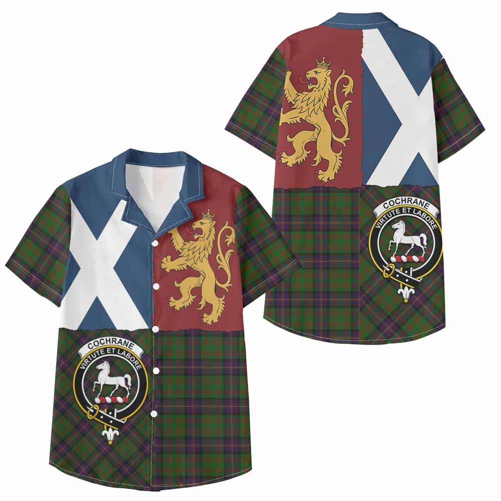 ScotsTee Shop Scottish Cochrane Crest Tartan Kid Hawaiian Shirt Lion Rampant Saltire Style
