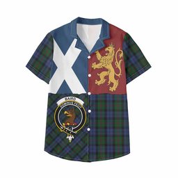 ScotsTee Shop Scottish Baird Crest Tartan Kid Hawaiian Shirt Lion Rampant Saltire Style