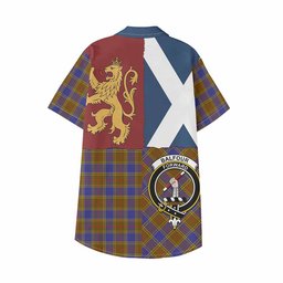 ScotsTee Shop Scottish Balfour Crest Tartan Kid Hawaiian Shirt Lion Rampant Saltire Style