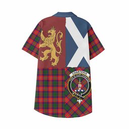 ScotsTee Shop Scottish Charteris Crest Tartan Kid Hawaiian Shirt Lion Rampant Saltire Style