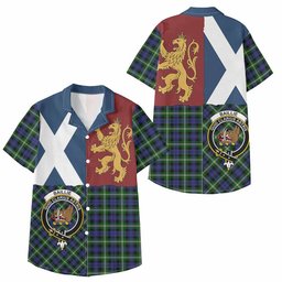 ScotsTee Shop Scottish Baillie (Bailey) Crest Tartan Kid Hawaiian Shirt Lion Rampant Saltire Style