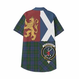 ScotsTee Shop Scottish Colquhoun Crest Tartan Kid Hawaiian Shirt Lion Rampant Saltire Style