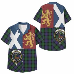 ScotsTee Shop Scottish Blair Crest Tartan Kid Hawaiian Shirt Lion Rampant Saltire Style
