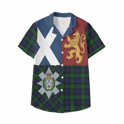 ScotsTee Shop Scottish Black Watch Crest Tartan Kid Hawaiian Shirt Lion Rampant Saltire Style