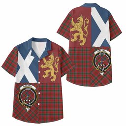 ScotsTee Shop Scottish Dalzell (Dalziel) Crest Tartan Kid Hawaiian Shirt Lion Rampant Saltire Style