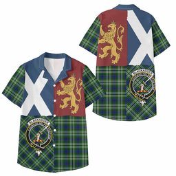 ScotsTee Shop Scottish Blackadder Crest Tartan Kid Hawaiian Shirt Lion Rampant Saltire Style