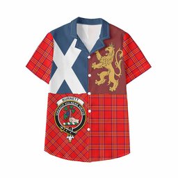 ScotsTee Shop Scottish Burnett Crest Tartan Kid Hawaiian Shirt Lion Rampant Saltire Style