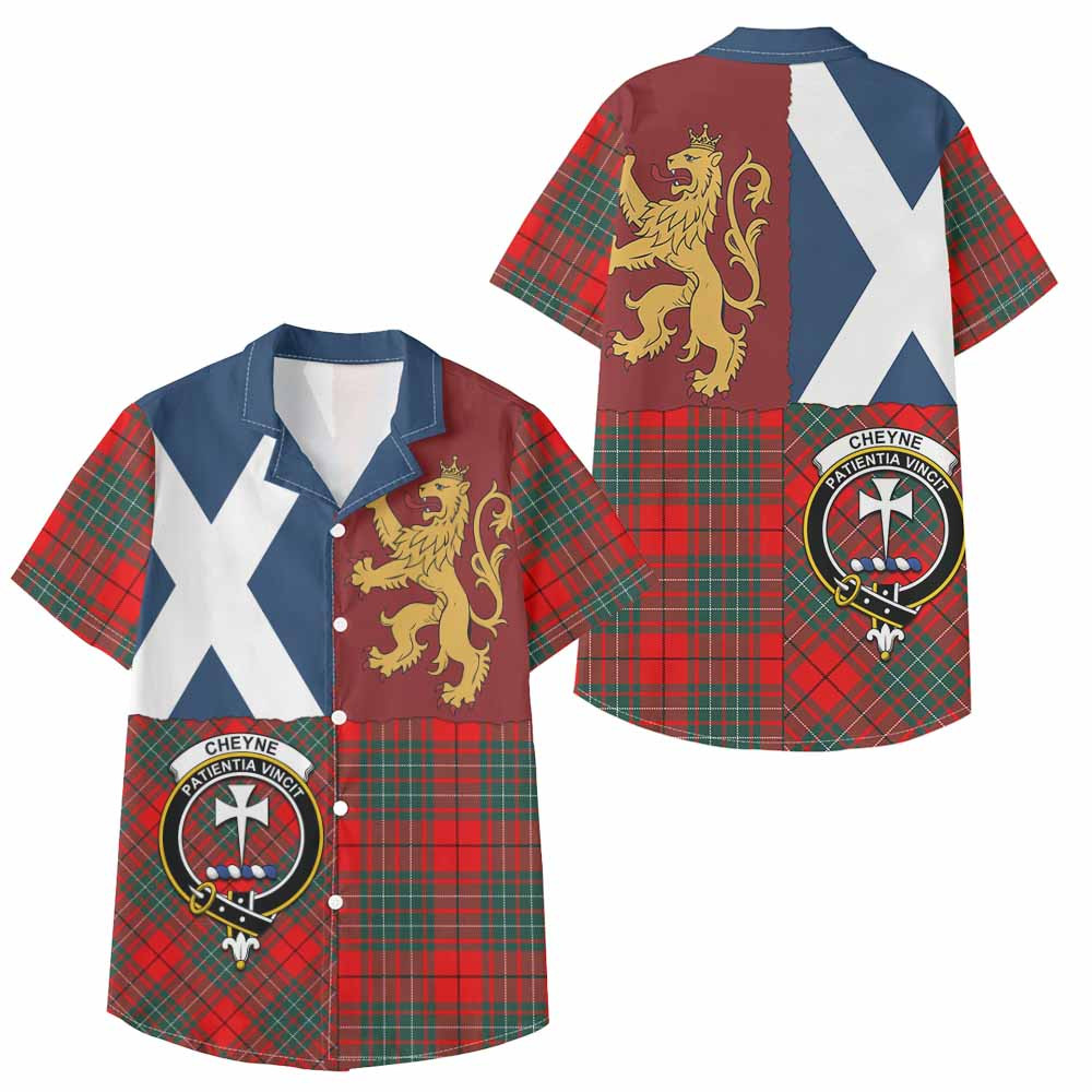 ScotsTee Shop Scottish Cheyne Crest Tartan Kid Hawaiian Shirt Lion Rampant Saltire Style
